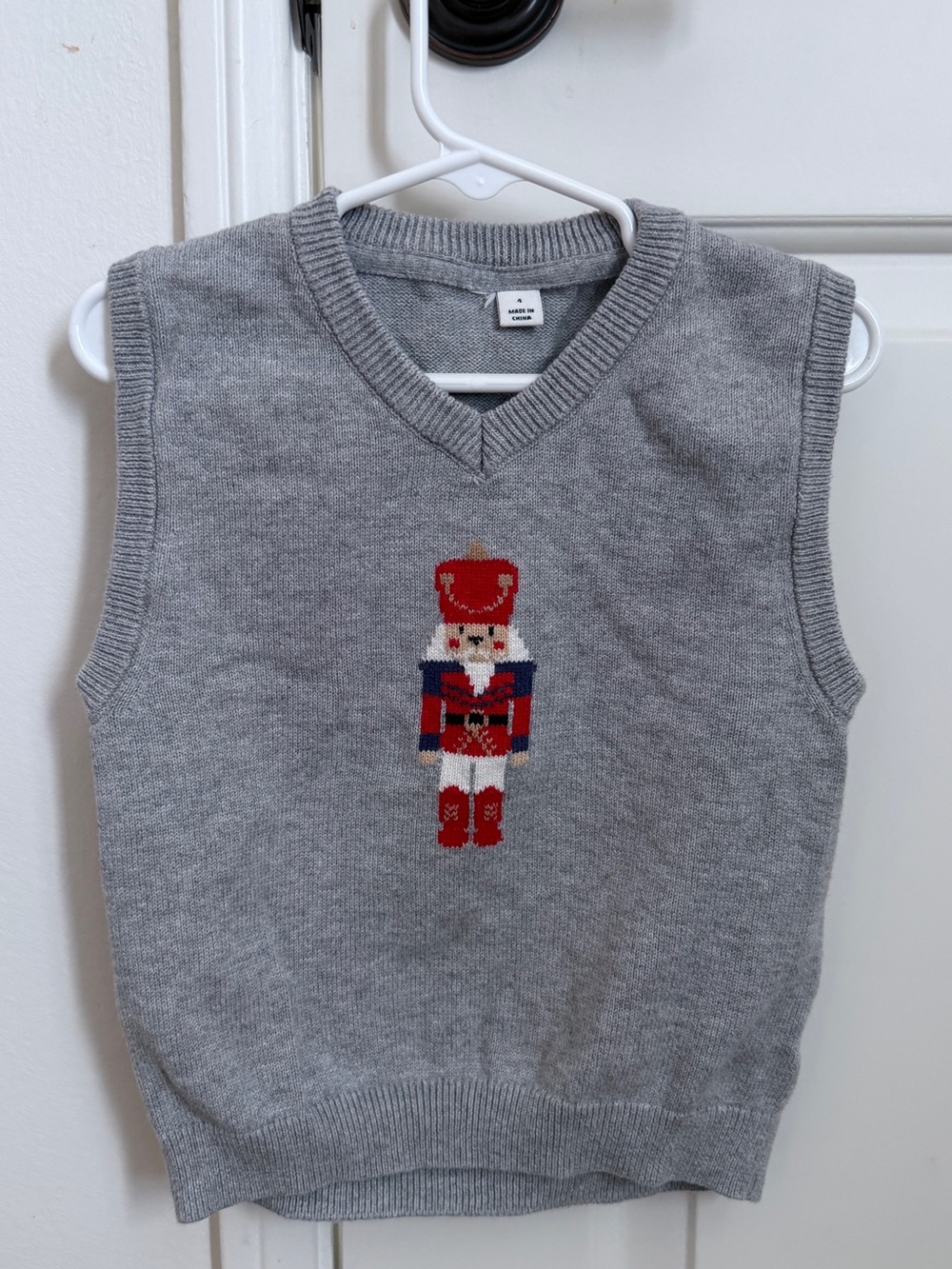 Janie & Jack Gray Knit Sweater Vest with Nutcracker Motif